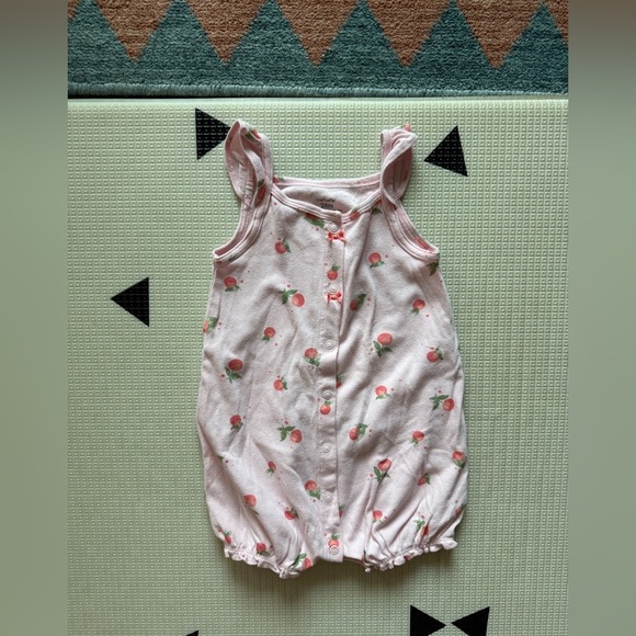 Carter’s|Baby girl light pink apple fruit print bubble romper•••boho novelty - Picture 4 of 7